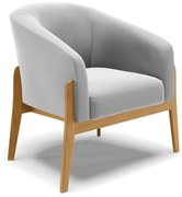 Poltrona Stella Suede Base Madeira Castanho D03 - D'Rossi - Cinza