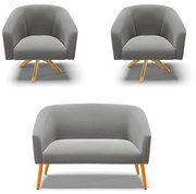 Namoradeira e 2 Poltronas Giratória MA30 Stella Suede D03 - D'Rossi  - Grafite