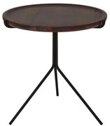 Mesa de Apoio Lizzy Baixa Tampo Castanho Estrutura Preta 43cm - 60142 Sun House