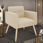 Poltrona Elisa Suede Pés Palito Natural D03 - D'Rossi - Bege