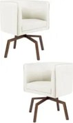 Kit 2 Poltronas Decorativas Base Ka Madeira Betina C-309 Veludo Bege -
