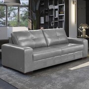 Sofá Decorativo 2 Lugares Turim 150cm Couro Cinza G58 - Gran Belo