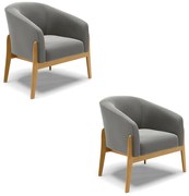 Poltrona Decorativa Base de Madeira kit 2 Stella Suede D03 - D'Rossi - Grafite