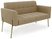 Sofá Namoradeira 2 Lugares Pé de Ferro Dourado Elisa Suede D03 - D'Rossi - Marrom Rato
