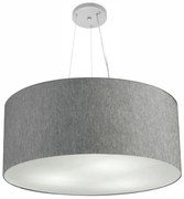 Lustre Pendente Cilíndrico Md-4135 Cúpula em Tecido 70x30cm Rustico Cinza - Bivolt