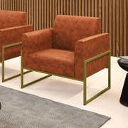 Poltrona Base Industrial Alta Dourado Marisa Corano - Nozes