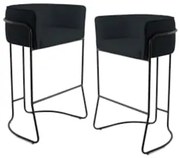 Kit 2 Banquetas Decorativas Base Aço Preto Betina C-05 Sintético Preto