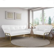 Namoradeira e 2 Poltronas Industrial Dour Anitta Sintét PU D03 - D'Rossi - Branco