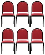 Kit 6 Cadeiras Hoteleiras Auditório Empilhável Linho Z33 Vermelho - Mp