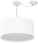 Lustre Pendente Cilíndrico Com Desvio Md-4315 Cúpula em Tecido 50x30cm Branco - Bivolt