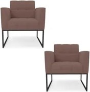 Poltrona Base Industrial Preto Kit 2 Ana Veludo Rosê - Ibiza