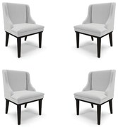 Kit 4 Cadeiras Decorativas Sala de Jantar Base Fixa de Madeira Firenze Linho Cinza/Preto G19 - Gran Belo