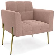 Poltrona Sala de Estar Pé de Ferro Dourado Elisa Bouclê D03 - D'Rossi  - Rose
