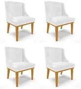 Kit 4 Cadeiras Estofadas Base Fixa de Madeira Castanho Lia Sintético P