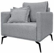 Poltrona Decorativa Pés em Aço Stagno Linho Cinza G63 - Gran Belo