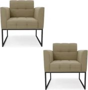 Poltrona Base Industrial Preto Kit 2 Ana Suede Marrom RT - Ibiza