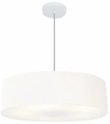 Lustre Pendente Cilíndrico Md-4221 Cúpula em Tecido 60x15cm Branco - Bivolt