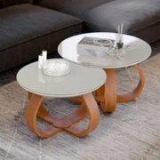 Mesa de Centro com Pés de Madeira Kit 2 Samba Off White E05 - Mpozenat