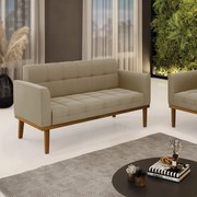 Poltrona Namoradeira Decorativa Karen Pés Fixo em Madeira Castanho Suede Nude G19 - Gran Belo
