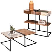 Kit Mesa de Centro e Aparador Industrial com Espelho Boreal Demolição D08 - D'Rossi