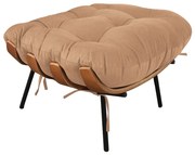 Puff Costela Suede Caramelo Sisal Base Metal - D'Rossi