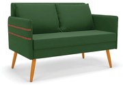 Namoradeira 02 Lugares Mari Suede Pés Palito Castanho D03 - D'Rossi - Verde