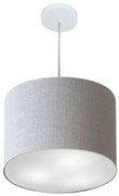 Lustre Pendente Cilíndrico Md-4216 Cúpula em Tecido 40x30cm Rustico Cinza - Bivolt