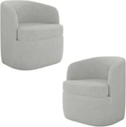 Kit 2 Poltronas Giratória Decorativa para Sala Dandara Z08 Linho Cinza
