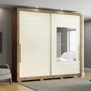 Guarda Roupa Roupeiro 2 portas com espelho 3 gavetas Rústico