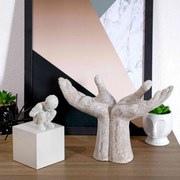 Escultura Decorativa Mãos Em Poliresina Branco 17cm B02 - D'Rossi