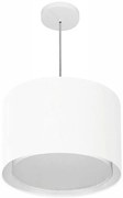 Lustre Pendente Cilíndrico Duplo Md-4292 Cúpula em Tecido 40x30cm Branco - Bivolt
