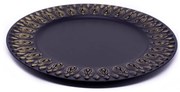 Sousplat para Prato de Mesa Decorativo Preto Com Flores Em Dourado 33 cm F01 - D'Rossi