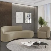 Sofá 4 Lugares 220cm Wendi e Poltrona Steve Suede Marrom Rt I01  - Mpo