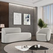 Sofá 2 Lugares Orgânico 140cm Morgan e Poltrona Lua Veludo D03 - D'Rossi  - Cinza