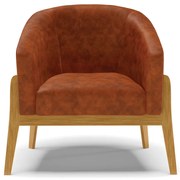 Poltrona Decorativa Base de Madeira kit 2 Stella Sintético PU D03 - D'Rossi - Nozes