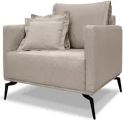 Poltrona para Sala Pés de Metal Vecchia S06 Linho Areia - Mpozenato