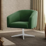Poltrona Decorativa Giratória Cromada Stella Suede Verde D03 - D'Rossi