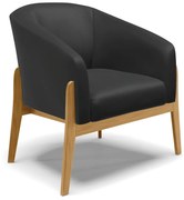 Poltrona Stella Corino Base Madeira Castanho D03  - D'Rossi - Preto