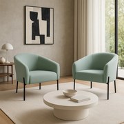 Poltrona Decorativa Pé de Ferro Preto Kit 2 Stella Cotelê Int/Veludo D03 - D'Rossi - Menta