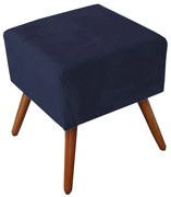 Puff Decorativo Quadrado Malu com Pés Palito Suede Azul Marinho