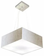 Lustre Pendente Quadrado Md-4194 Cúpula em Tecido 12/40x40cm Linho Bege - Bivolt