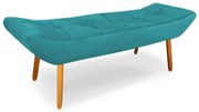 Puff Banqueta 140cm Maya Pés Palito Suede Turqueza - Sheep Estofados - Água