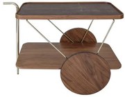 Carrinho Bar Cerrado Couro Castanho Nogueira Base Gold 110cm - 62150 Sun House