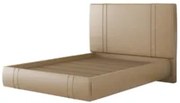 Cama Casal Flutuante Com Cabeceira 140cm Lyra Sintético Bege S05 - Mpo