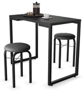 Mesa Multiuso Porto Preto 90cm com 02 Banquetas Manu Corino Preto - D'Rossi