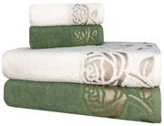 Jogo de Toalha Exclusiva com 4 Peças Fio Penteado 100% Algodão - Verde e Branca  Verde/Branca