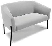 Sofá 2 Lugares Namoradeira Pé de Ferro Preto Stella Suede D03 - D'Rossi - Cinza