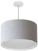 Lustre Pendente Cilíndrico Duplo Md-4293 Cúpula em Tecido 45x30cm Rustico Cinza - Bivolt