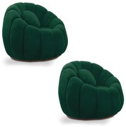 Kit 02 Poltronas Decorativa Orgânica para Sala Cloud Bouclê E03 - D'Rossi - Verde