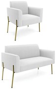 Namoradeira e Poltrona Pé Ferro Dourado Marisa Bouclê D03 - D'Rossi - Off White